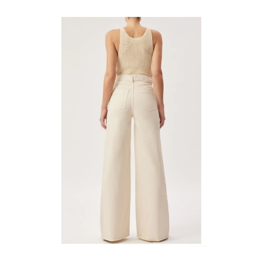 DL1961 Denim Hepburn Wide Leg Denim Jean Size 30 High Rise Cream Ecru